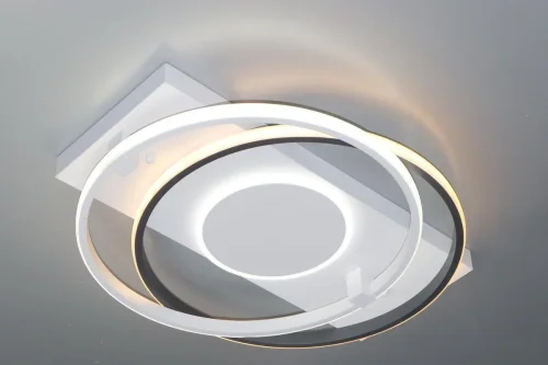 Светильник потолочный LED с пультом HIGH-TECH LED LAMPS 82003 Natali Kovaltseva белый на 1 лампу, основание белое чёрное в стиле хай-тек с пультом кольца фото 9
